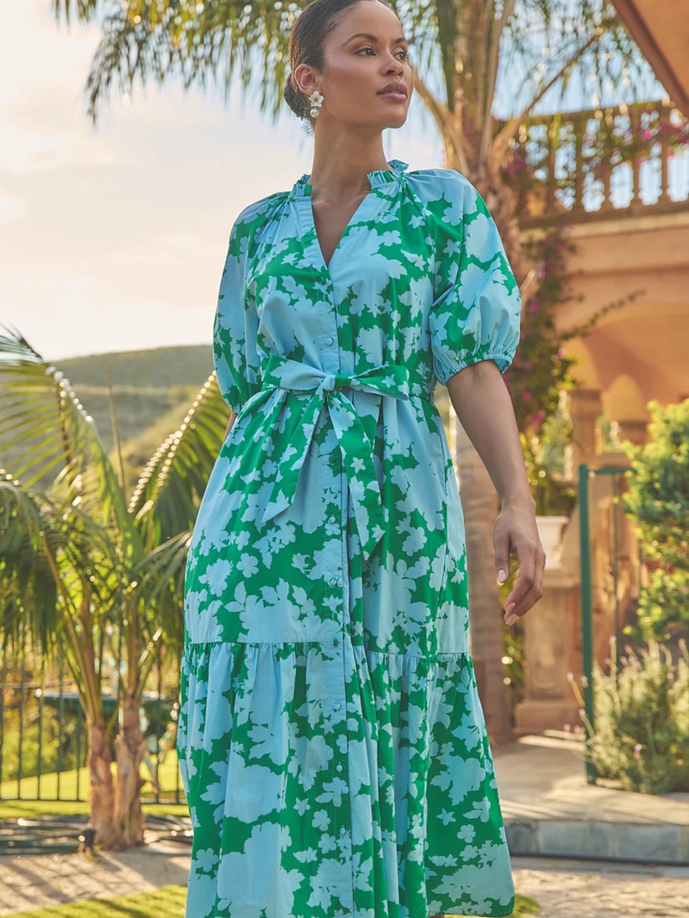 NWT Sugarlips Riona Floral Wynette Tie-Waist Midi/Maxi Dress - Picture 2 of 9